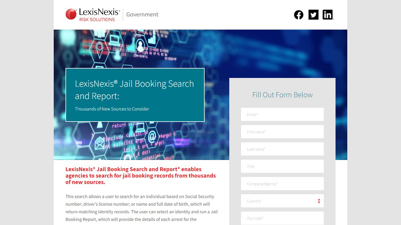 LexisNexis® Jail Booking Search and Report: