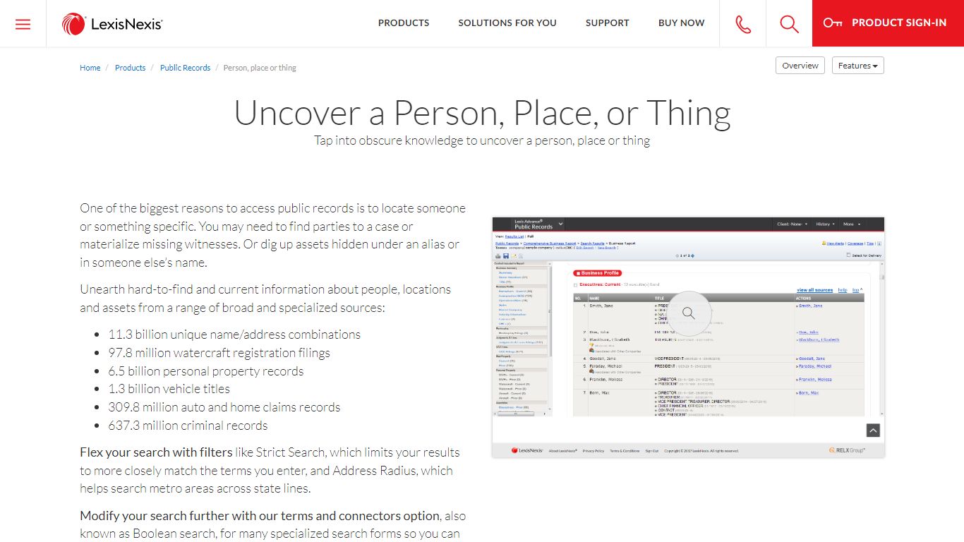 Find a Person, Place, or Thing | LexisNexis® Public Records